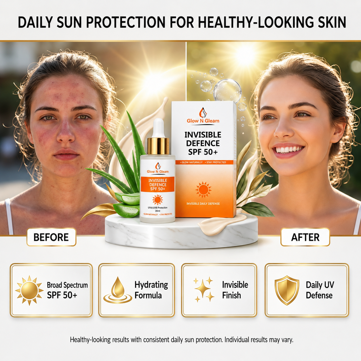 Glow N Gleam Radiant Revive Glow™ Invisible Defence SPF 50+ Sunscreen Serum